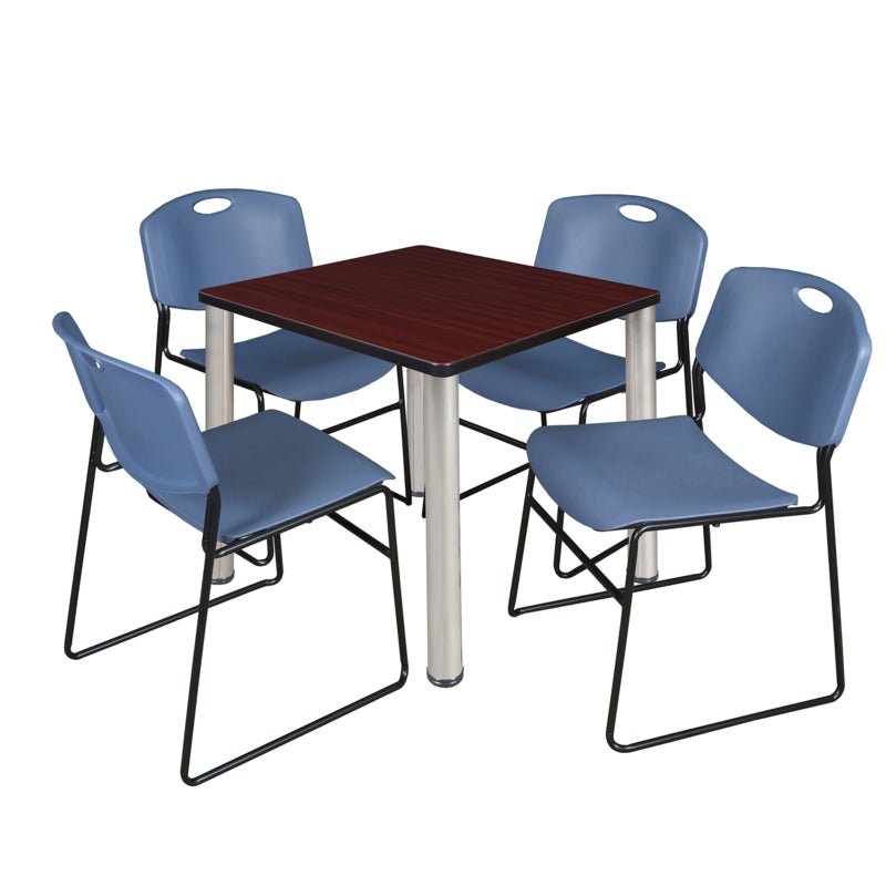 Regency Kee Breakroom Square Table with 4 Zeng Stack Chairs 30" W x 30" D x 29" H (REG - TB30304P - 44) - SchoolOutlet
