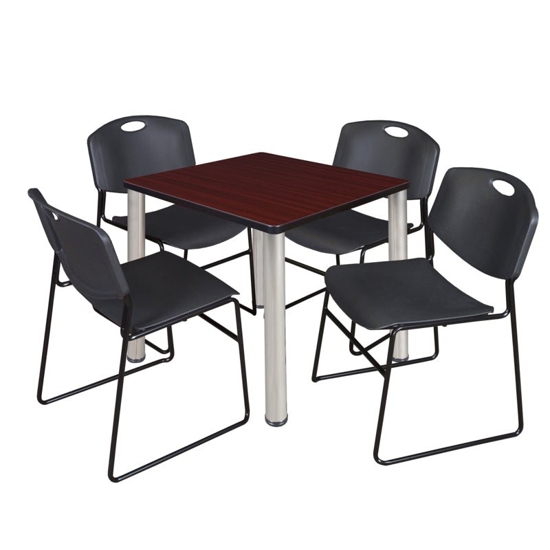 Regency Kee Breakroom Square Table with 4 Zeng Stack Chairs 30" W x 30" D x 29" H (REG - TB30304P - 44) - SchoolOutlet