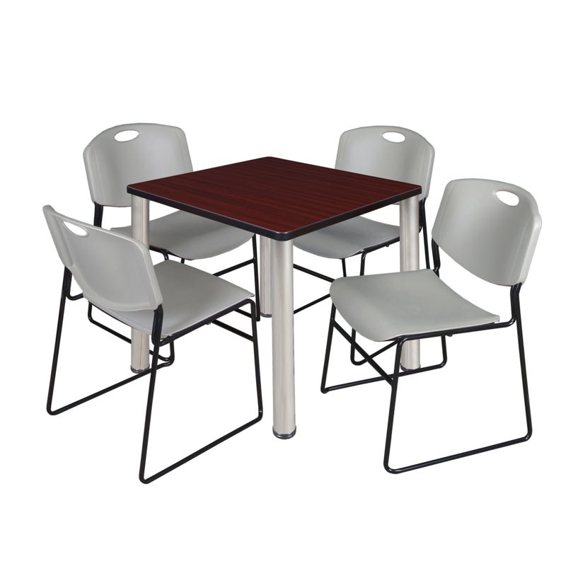 Regency Kee Breakroom Square Table with 4 Zeng Stack Chairs 30" W x 30" D x 29" H (REG - TB30304P - 44) - SchoolOutlet