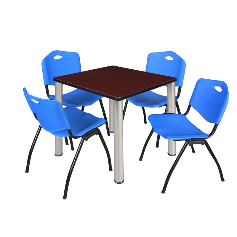 Regency Kee Breakroom Square Table with 4 M Stack Chairs 30" W x 30" D x 29" H (REG - TB3030P4 - 47) - SchoolOutlet