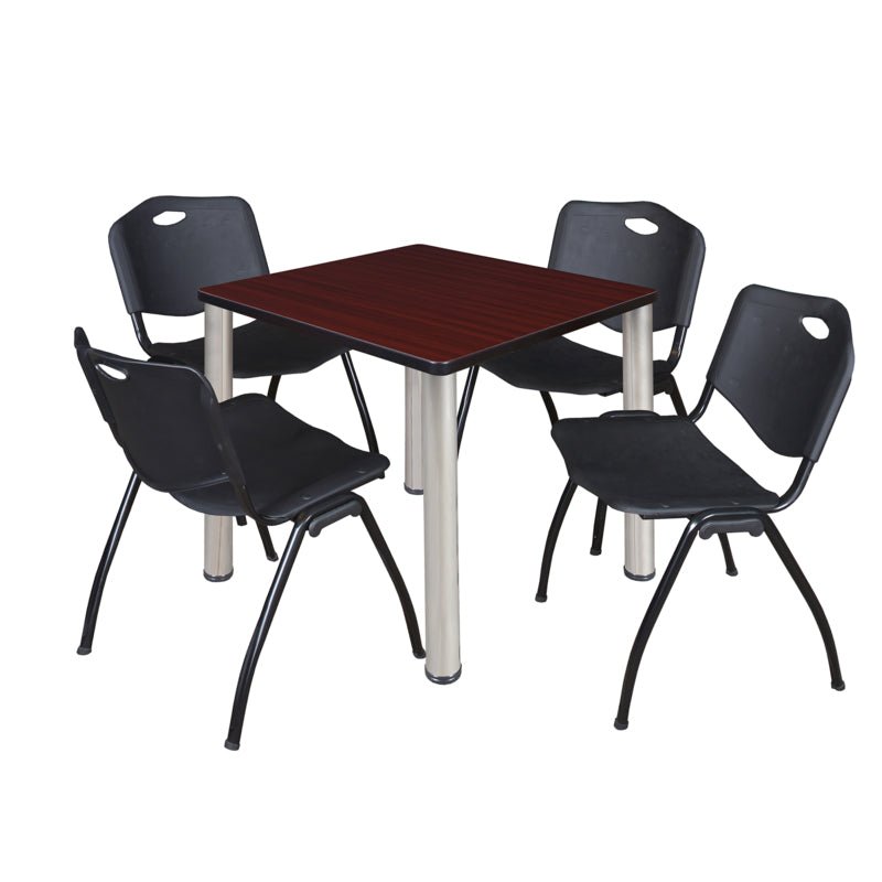 Regency Kee Breakroom Square Table with 4 M Stack Chairs 30" W x 30" D x 29" H (REG - TB3030P4 - 47) - SchoolOutlet
