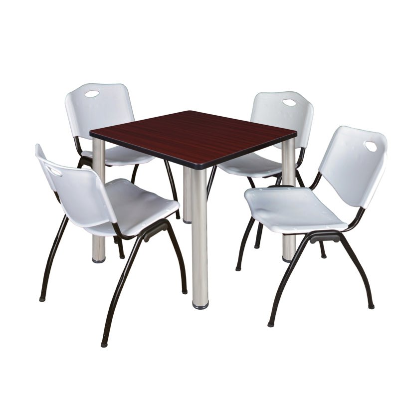 Regency Kee Breakroom Square Table with 4 M Stack Chairs 30" W x 30" D x 29" H (REG - TB3030P4 - 47) - SchoolOutlet