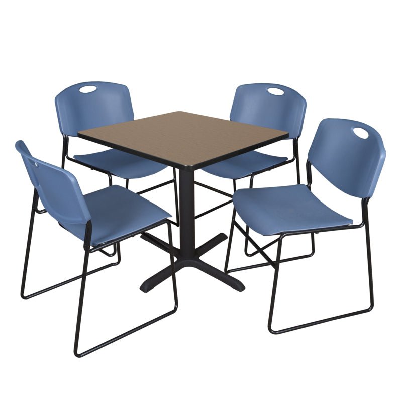 Regency Cain Professional Square Breakroom Table and 4 Zeng Stack Chairs 30"W x 30"D x 29"H (REG - TB3030 - 44) - SchoolOutlet