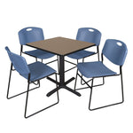 Regency Cain Professional Square Breakroom Table and 4 Zeng Stack Chairs 30