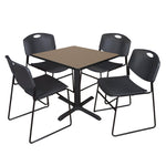 Regency Cain Professional Square Breakroom Table and 4 Zeng Stack Chairs 30