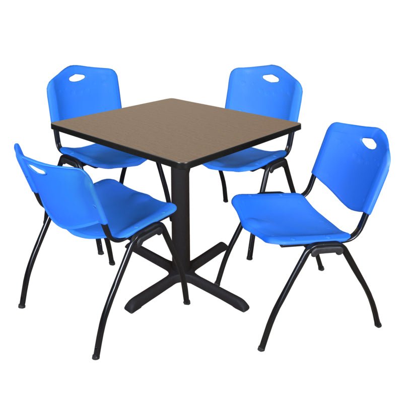 Regency Cain Professional Square Breakroom Table and 4 M Stack Chairs 30"W x 30"D x 29"H (REG - TB3030 - 47) - SchoolOutlet