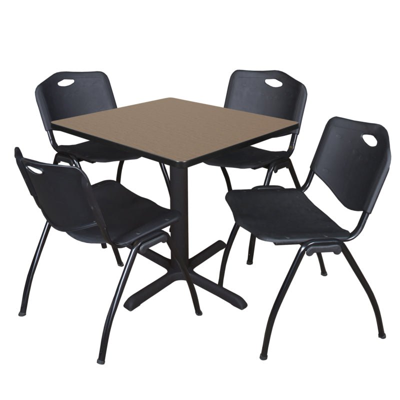 Regency Cain Professional Square Breakroom Table and 4 M Stack Chairs 30"W x 30"D x 29"H (REG - TB3030 - 47) - SchoolOutlet