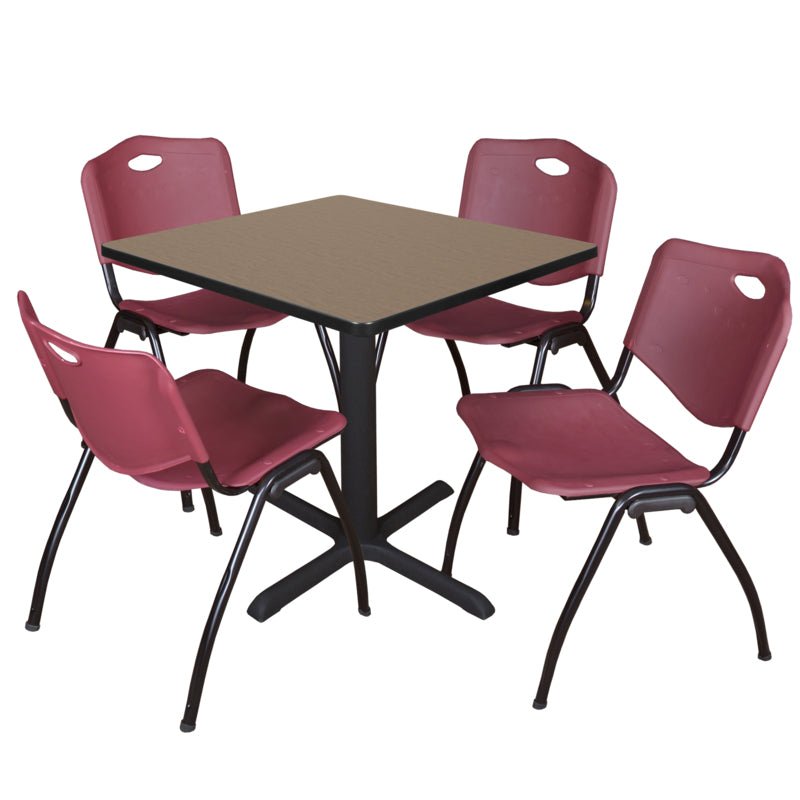Regency Cain Professional Square Breakroom Table and 4 M Stack Chairs 30"W x 30"D x 29"H (REG - TB3030 - 47) - SchoolOutlet