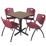 Regency Cain Professional Square Breakroom Table and 4 M Stack Chairs 30