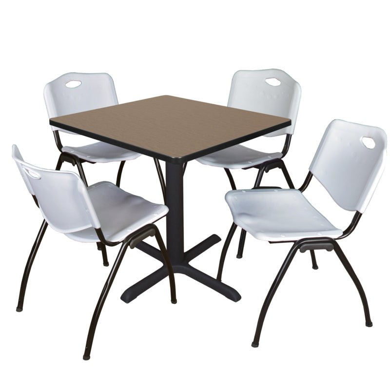 Regency Cain Professional Square Breakroom Table and 4 M Stack Chairs 30"W x 30"D x 29"H (REG - TB3030 - 47) - SchoolOutlet