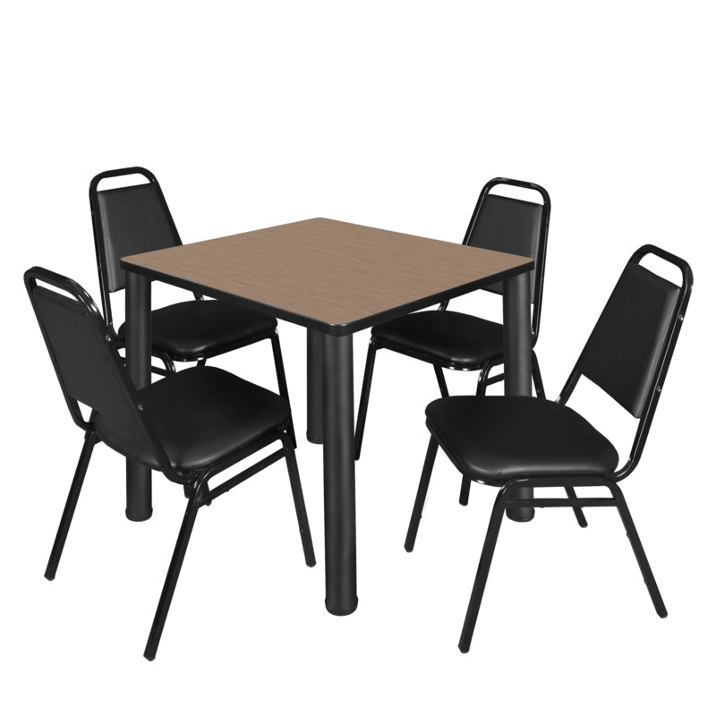 Regency Kee Breakroom Square Table with 4 Restaurant Stack Chairs 30" W x 30" D x 29" H (REG - TB3030P - 29) - SchoolOutlet
