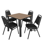 Regency Kee Breakroom Square Table with 4 Restaurant Stack Chairs 30
