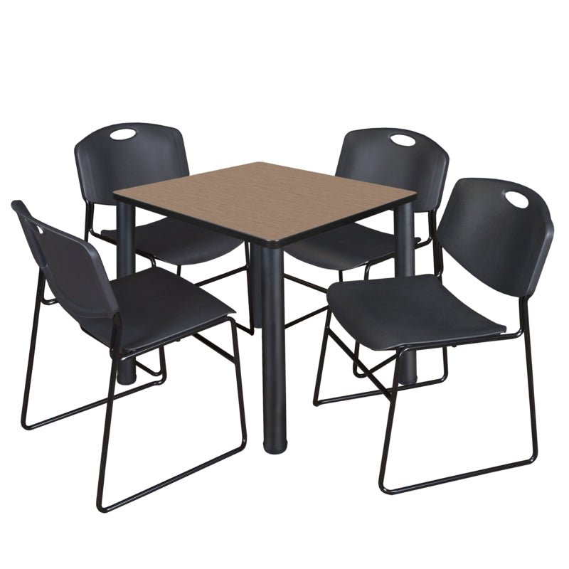 Regency Kee Breakroom Square Table with 4 Zeng Stack Chairs 30" W x 30" D x 29" H (REG - TB30304P - 44) - SchoolOutlet