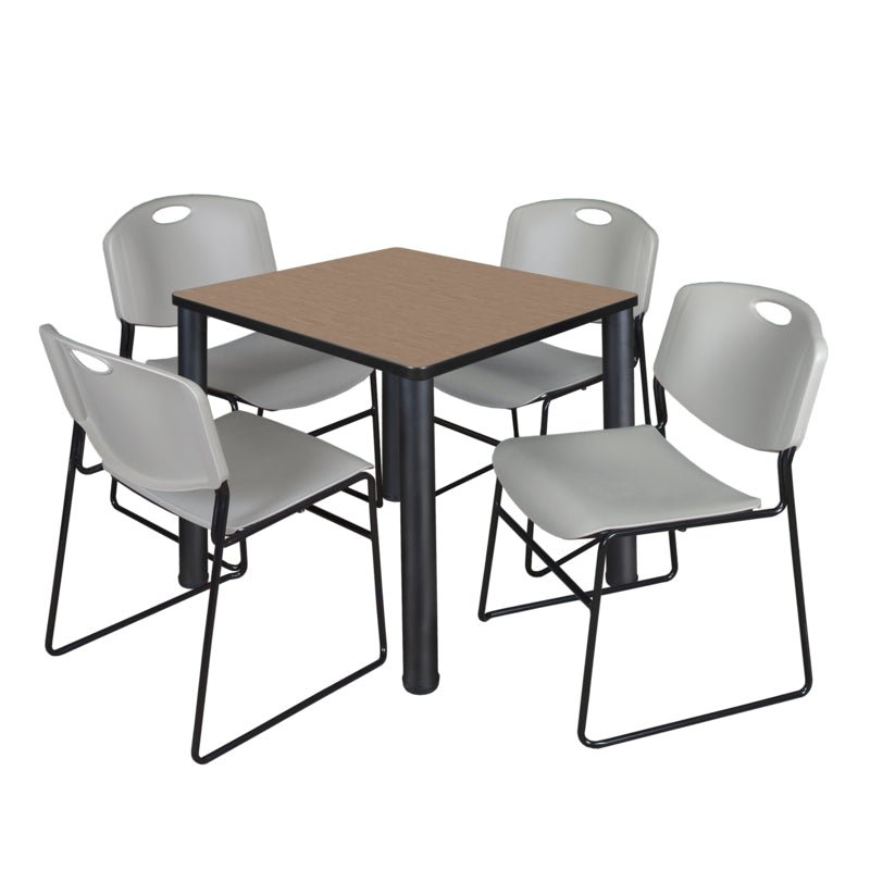 Regency Kee Breakroom Square Table with 4 Zeng Stack Chairs 30" W x 30" D x 29" H (REG - TB30304P - 44) - SchoolOutlet