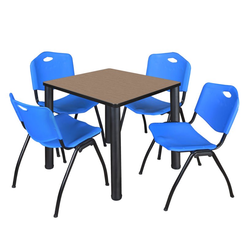 Regency Kee Breakroom Square Table with 4 M Stack Chairs 30" W x 30" D x 29" H (REG - TB3030P4 - 47) - SchoolOutlet