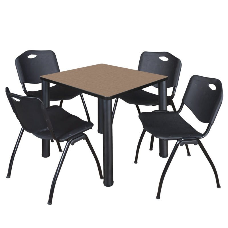 Regency Kee Breakroom Square Table with 4 M Stack Chairs 30" W x 30" D x 29" H (REG - TB3030P4 - 47) - SchoolOutlet