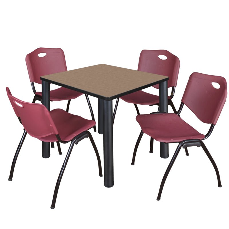 Regency Kee Breakroom Square Table with 4 M Stack Chairs 30" W x 30" D x 29" H (REG - TB3030P4 - 47) - SchoolOutlet