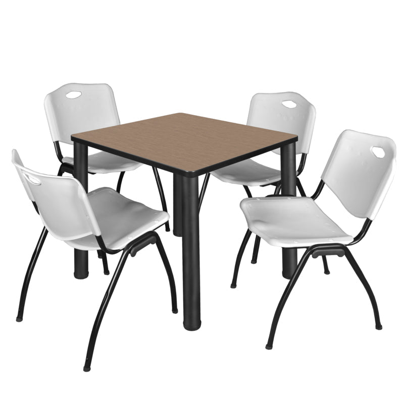 Regency Kee Breakroom Square Table with 4 M Stack Chairs 30" W x 30" D x 29" H (REG - TB3030P4 - 47) - SchoolOutlet