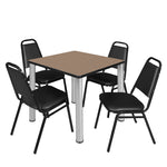 Regency Kee Breakroom Square Table with 4 Restaurant Stack Chairs 30