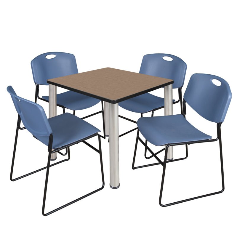 Regency Kee Breakroom Square Table with 4 Zeng Stack Chairs 30" W x 30" D x 29" H (REG - TB30304P - 44) - SchoolOutlet