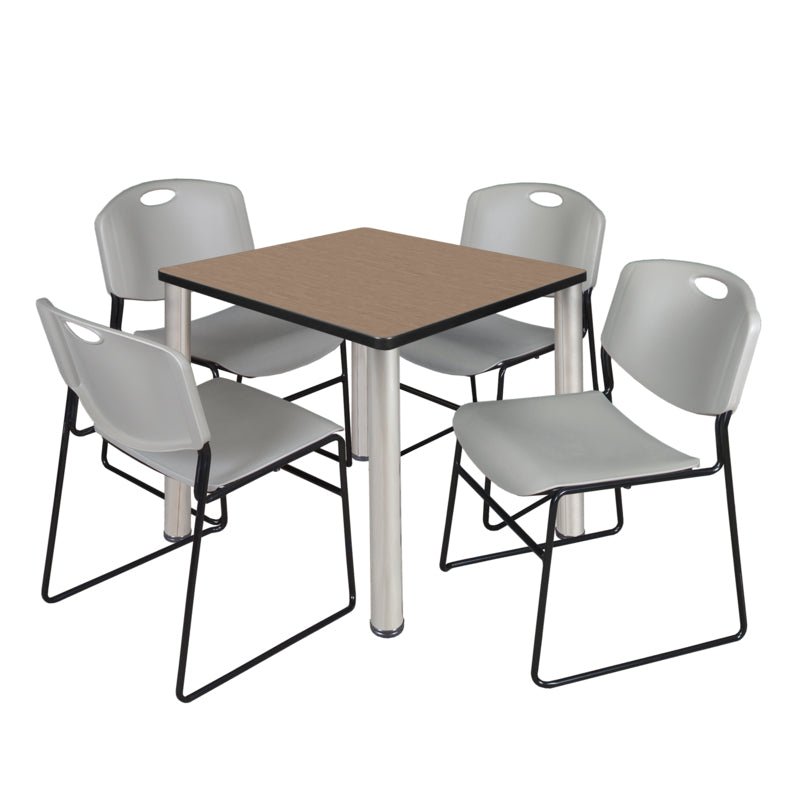 Regency Kee Breakroom Square Table with 4 Zeng Stack Chairs 30" W x 30" D x 29" H (REG - TB30304P - 44) - SchoolOutlet