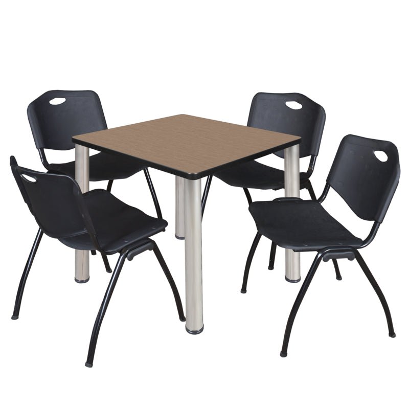 Regency Kee Breakroom Square Table with 4 M Stack Chairs 30" W x 30" D x 29" H (REG - TB3030P4 - 47) - SchoolOutlet