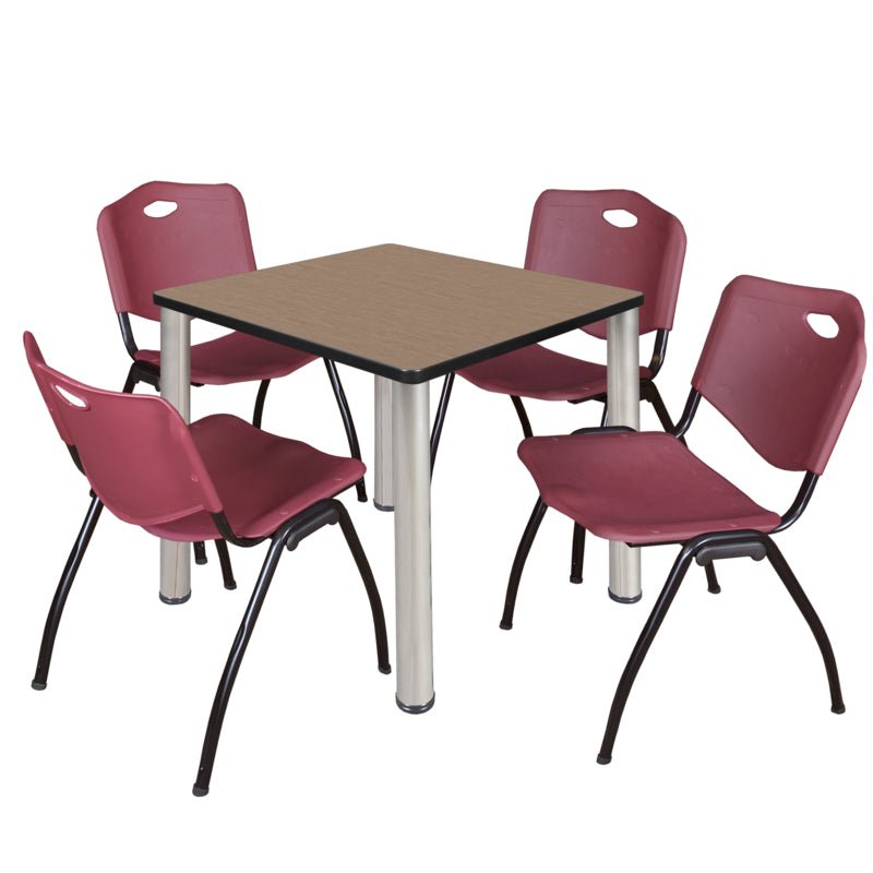 Regency Kee Breakroom Square Table with 4 M Stack Chairs 30" W x 30" D x 29" H (REG - TB3030P4 - 47) - SchoolOutlet