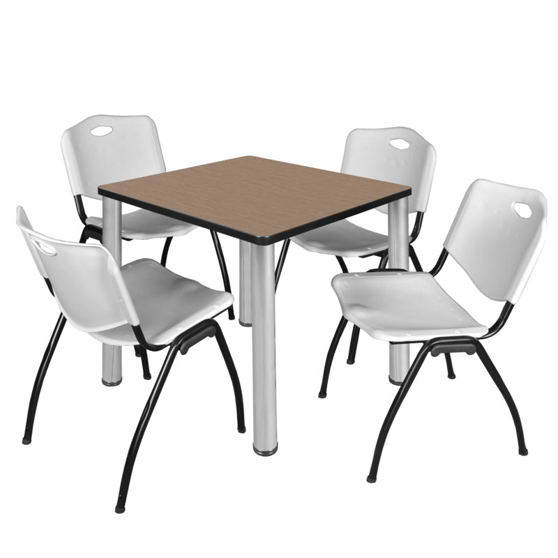 Regency Kee Breakroom Square Table with 4 M Stack Chairs 30" W x 30" D x 29" H (REG - TB3030P4 - 47) - SchoolOutlet