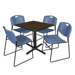 Regency Cain Professional Square Breakroom Table and 4 Zeng Stack Chairs 30
