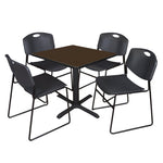 Regency Cain Professional Square Breakroom Table and 4 Zeng Stack Chairs 30