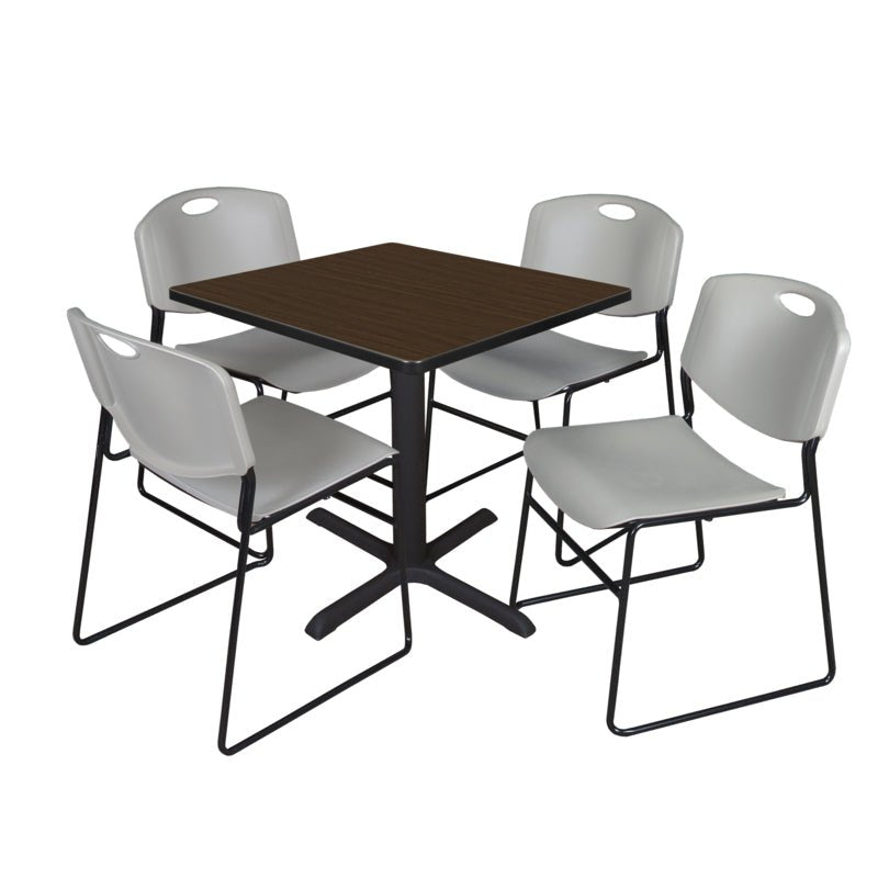 Regency Cain Professional Square Breakroom Table and 4 Zeng Stack Chairs 30"W x 30"D x 29"H (REG - TB3030 - 44) - SchoolOutlet