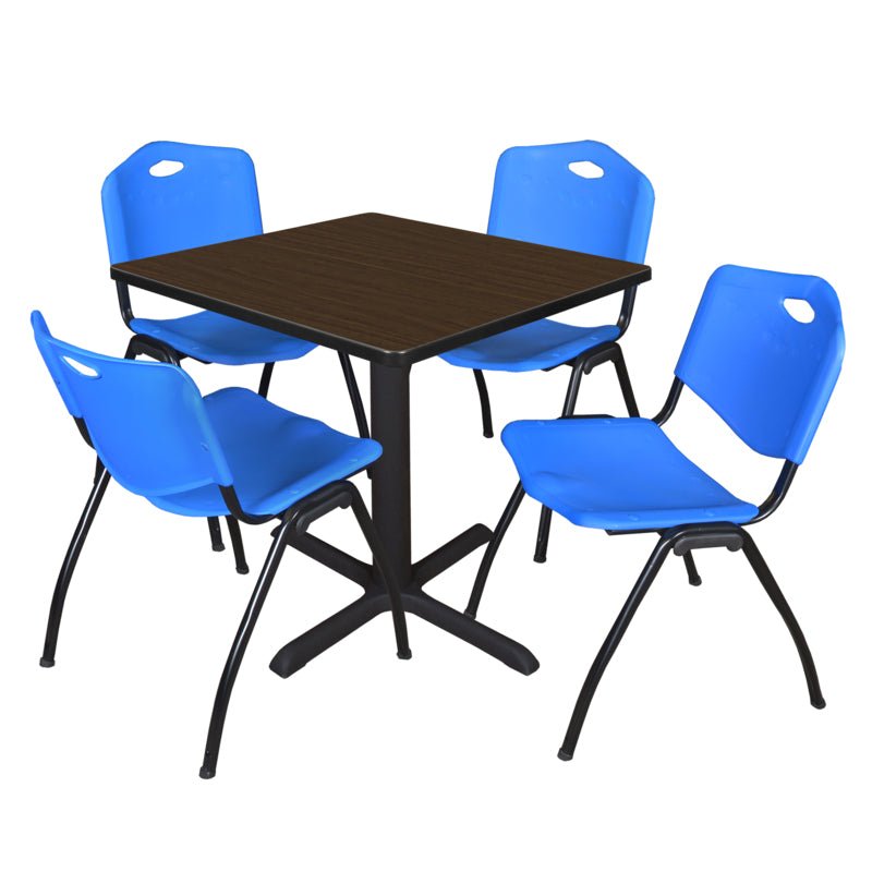 Regency Cain Professional Square Breakroom Table and 4 M Stack Chairs 30"W x 30"D x 29"H (REG - TB3030 - 47) - SchoolOutlet