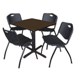 Regency Cain Professional Square Breakroom Table and 4 M Stack Chairs 30