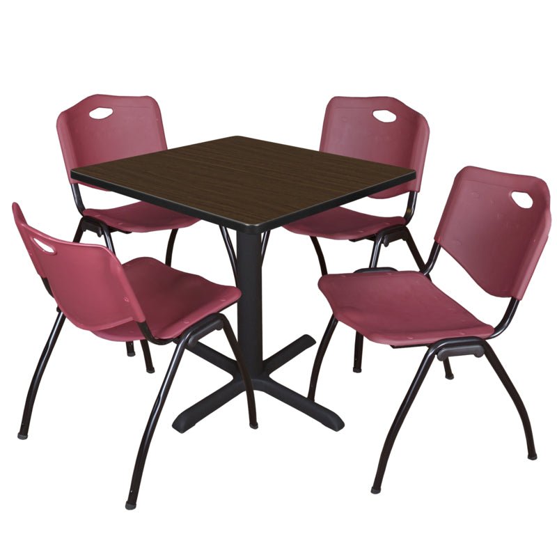Regency Cain Professional Square Breakroom Table and 4 M Stack Chairs 30"W x 30"D x 29"H (REG - TB3030 - 47) - SchoolOutlet