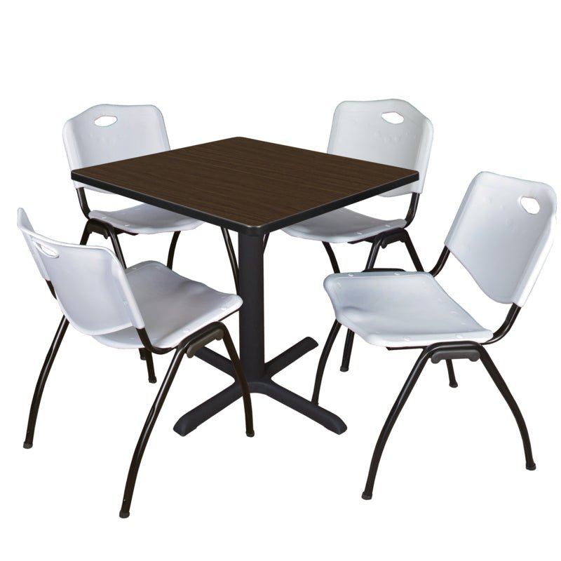 Regency Cain Professional Square Breakroom Table and 4 M Stack Chairs 30"W x 30"D x 29"H (REG - TB3030 - 47) - SchoolOutlet