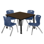 Regency Kee Mobile Adjustable Classroom Square Table with 4 Andy Stack Chairs 30