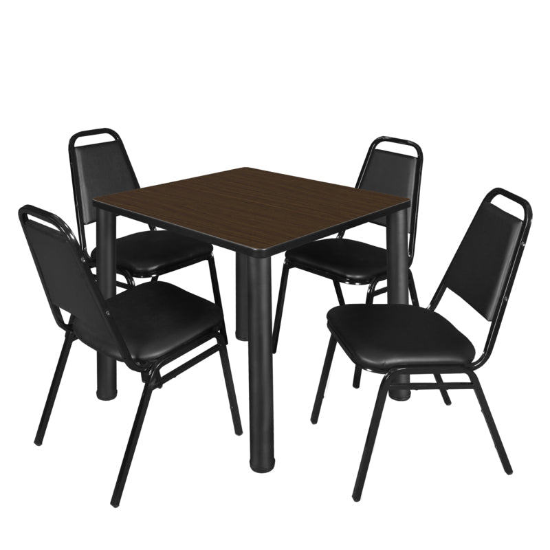 Regency Kee Breakroom Square Table with 4 Restaurant Stack Chairs 30" W x 30" D x 29" H (REG - TB3030P - 29) - SchoolOutlet