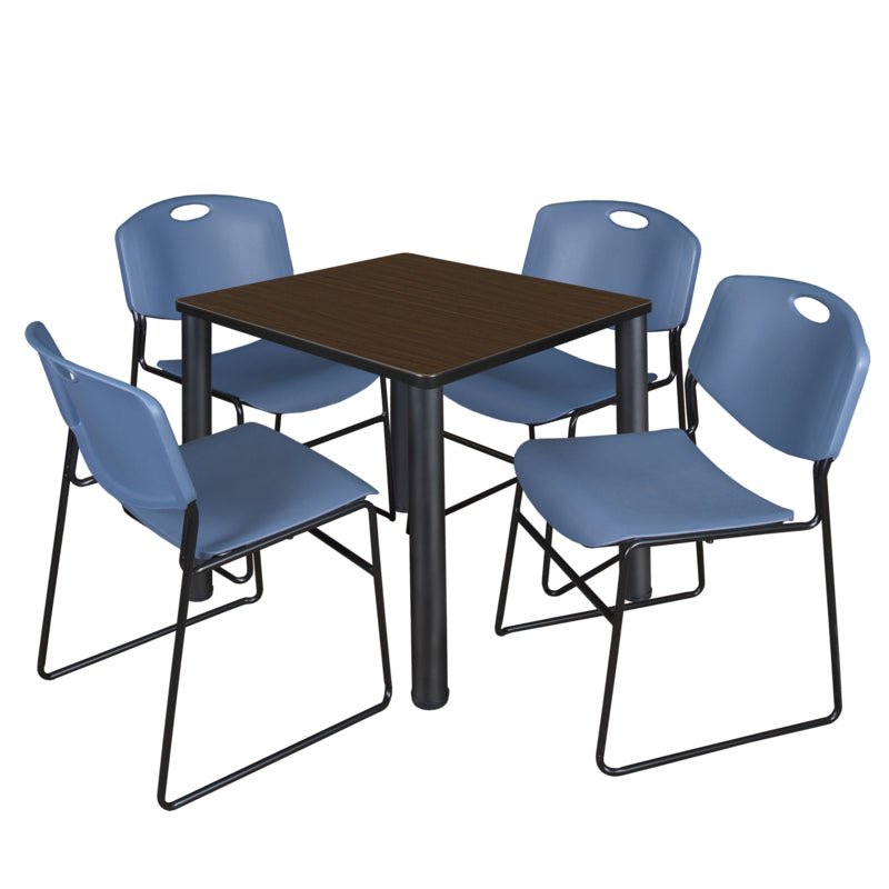 Regency Kee Breakroom Square Table with 4 Zeng Stack Chairs 30" W x 30" D x 29" H (REG - TB30304P - 44) - SchoolOutlet