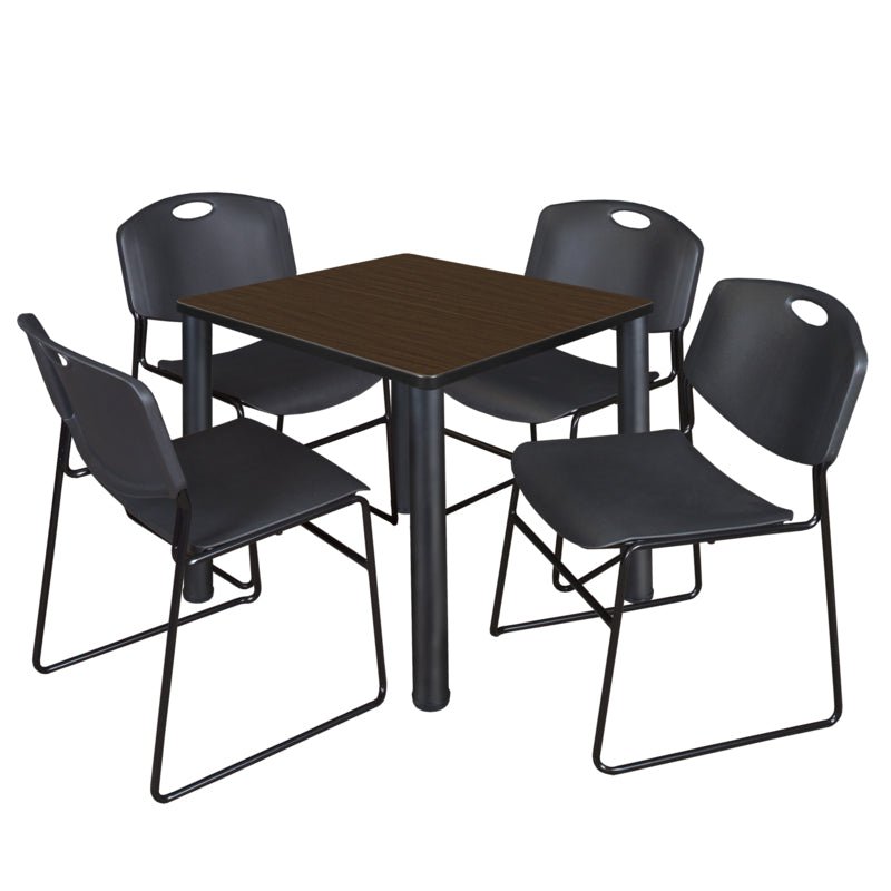 Regency Kee Breakroom Square Table with 4 Zeng Stack Chairs 30" W x 30" D x 29" H (REG - TB30304P - 44) - SchoolOutlet