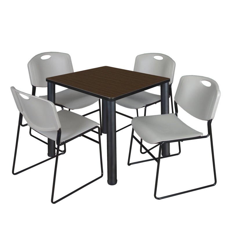 Regency Kee Breakroom Square Table with 4 Zeng Stack Chairs 30" W x 30" D x 29" H (REG - TB30304P - 44) - SchoolOutlet