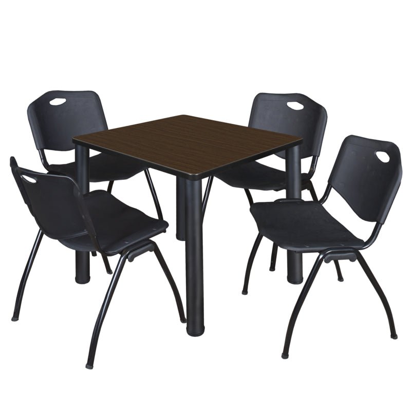 Regency Kee Breakroom Square Table with 4 M Stack Chairs 30" W x 30" D x 29" H (REG - TB3030P4 - 47) - SchoolOutlet