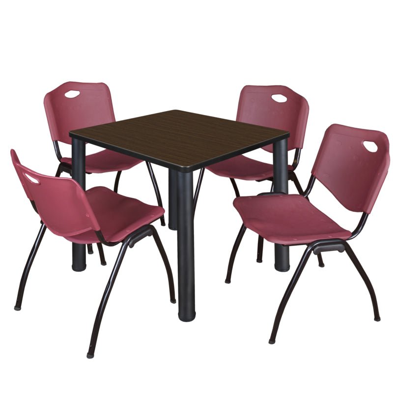 Regency Kee Breakroom Square Table with 4 M Stack Chairs 30" W x 30" D x 29" H (REG - TB3030P4 - 47) - SchoolOutlet