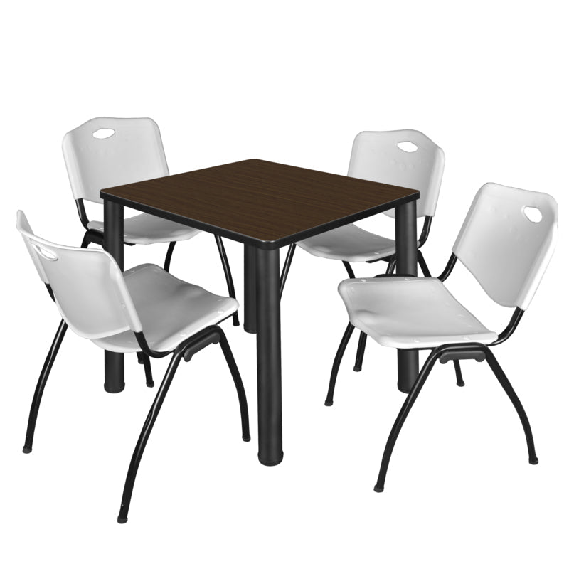 Regency Kee Breakroom Square Table with 4 M Stack Chairs 30" W x 30" D x 29" H (REG - TB3030P4 - 47) - SchoolOutlet