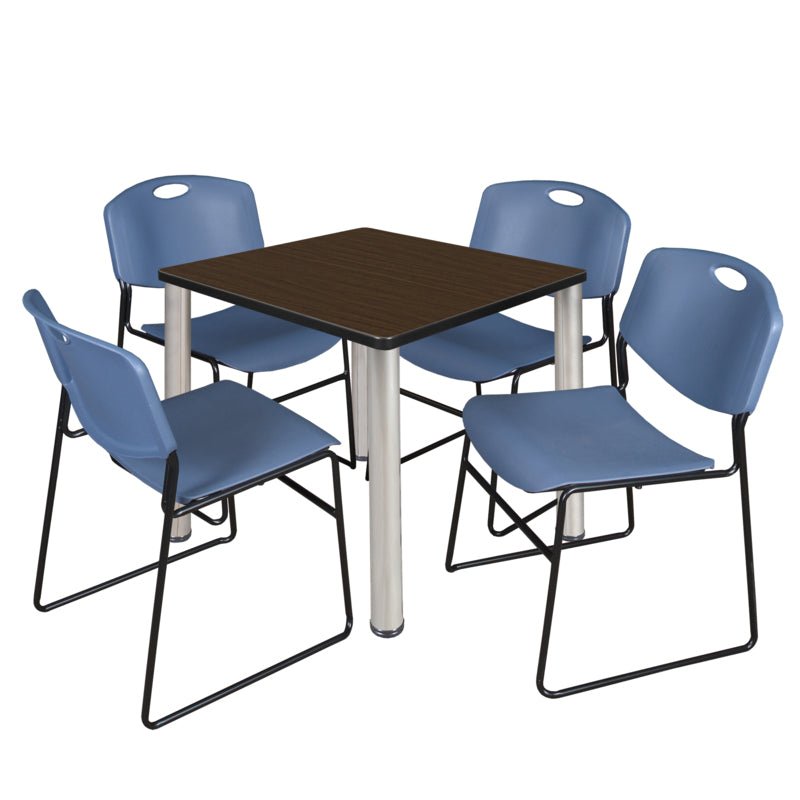 Regency Kee Breakroom Square Table with 4 Zeng Stack Chairs 30" W x 30" D x 29" H (REG - TB30304P - 44) - SchoolOutlet