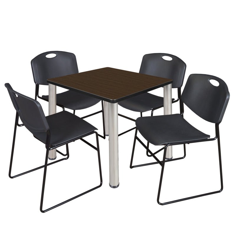 Regency Kee Breakroom Square Table with 4 Zeng Stack Chairs 30" W x 30" D x 29" H (REG - TB30304P - 44) - SchoolOutlet