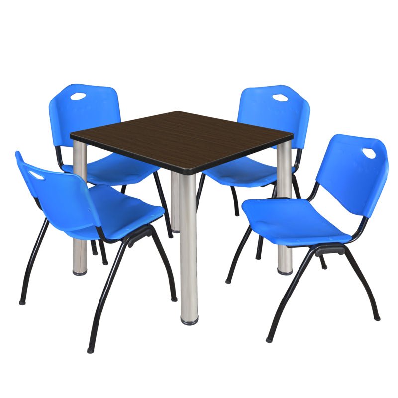 Regency Kee Breakroom Square Table with 4 M Stack Chairs 30" W x 30" D x 29" H (REG - TB3030P4 - 47) - SchoolOutlet