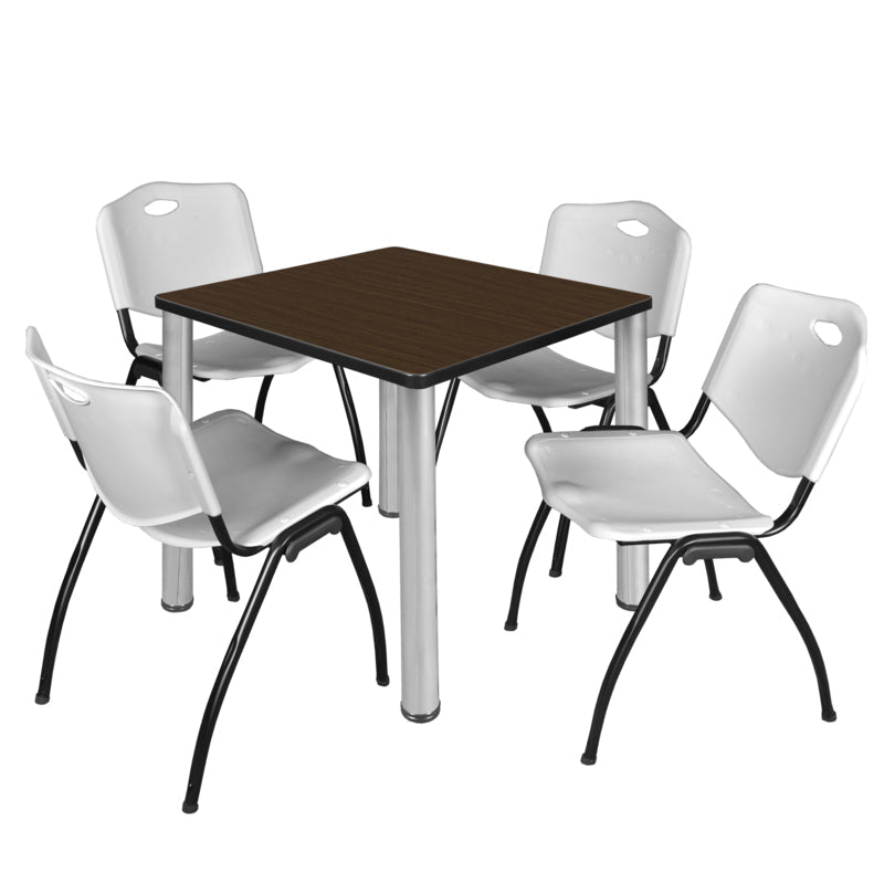 Regency Kee Breakroom Square Table with 4 M Stack Chairs 30" W x 30" D x 29" H (REG - TB3030P4 - 47) - SchoolOutlet
