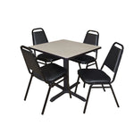 Regency Cain Professional Square Breakroom Table with 4 Restaurant Stack Chairs 30