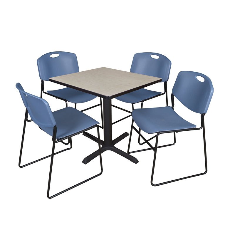 Regency Cain Professional Square Breakroom Table and 4 Zeng Stack Chairs 30"W x 30"D x 29"H (REG - TB3030 - 44) - SchoolOutlet