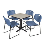 Regency Cain Professional Square Breakroom Table and 4 Zeng Stack Chairs 30